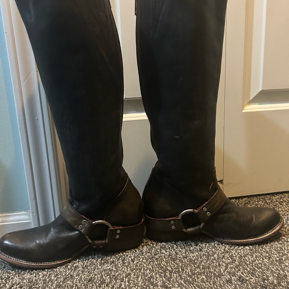 Freebird By Steve Madden Brown Leather Heeled Boots - Picture 6 of 9
